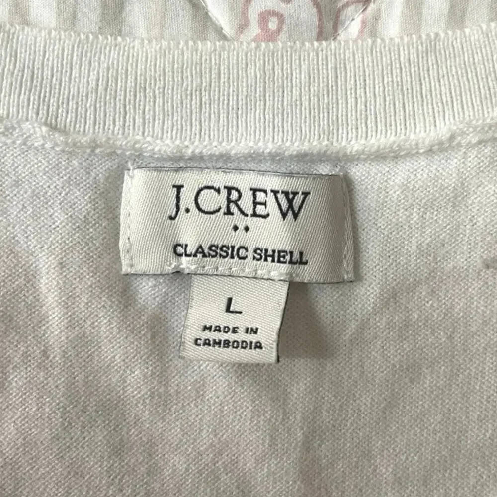 J.Crew Women’s Large Striped Sweater Classic Shell White Navy Coastal Nautical